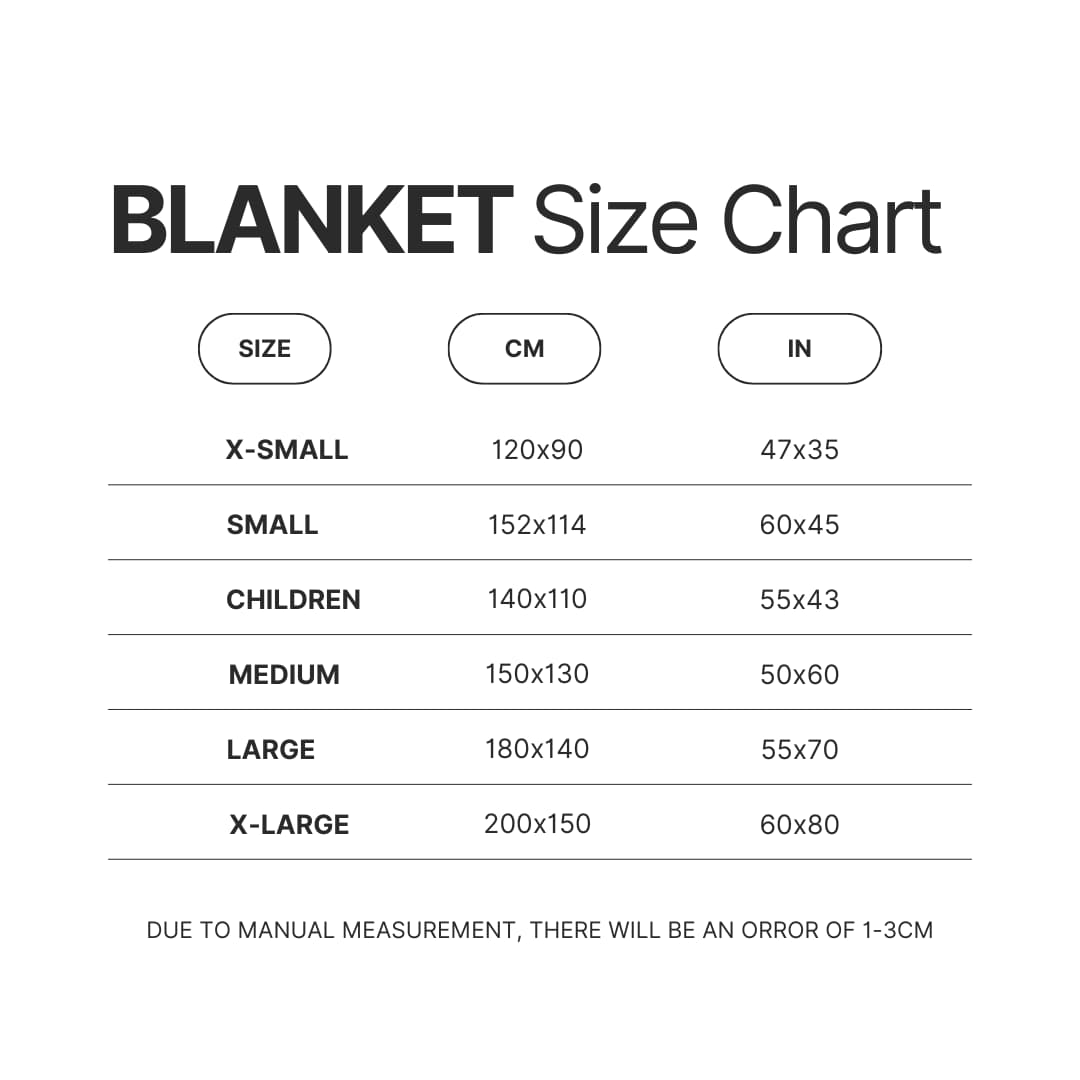 Blanket Size Chart - Half Life Merch