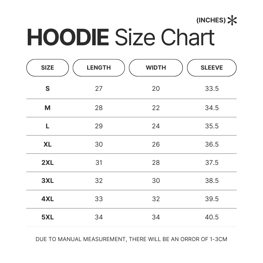 Hoodie Size Chart - Half Life Merch