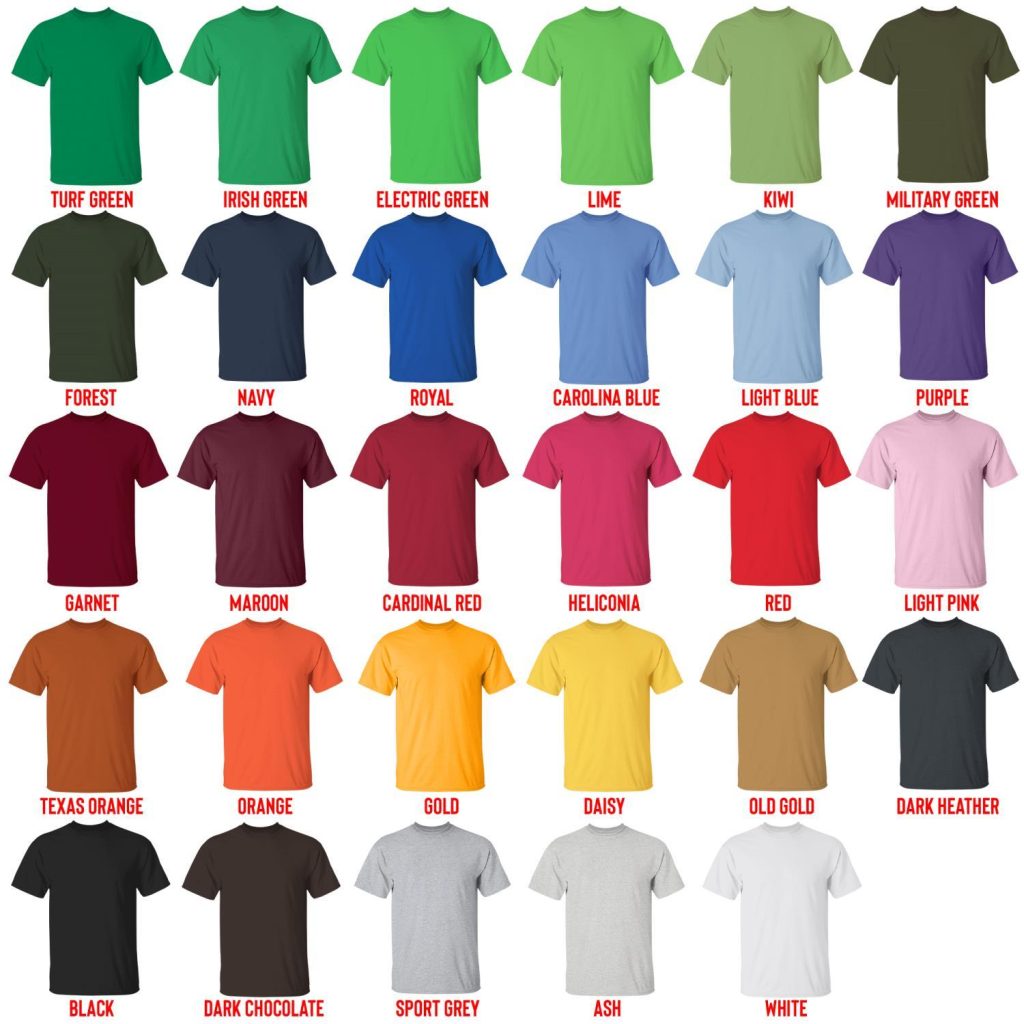 t shirt color chart - Half Life Merch